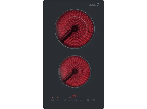 Placa vitrocerámica Cata TD 3002 BK 2 Zonas Zona Grande 19 cm Control Táctil Negro