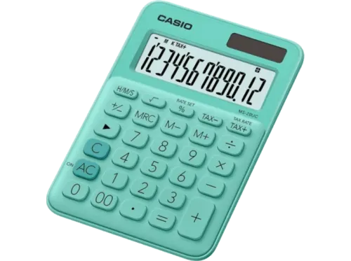 Calculadora Casio MS-20 UC-GN Pantalla extra grande Cálculo de tasas Verde