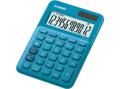 Calculadora Casio MS-20 UC-BU Pantalla extra grande Cálculo de tasas Azul