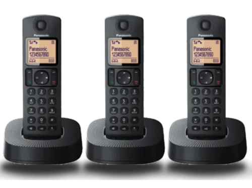 Teléfono Panasonic KXTGC313SPB Fijo Inalámbrico Trio LCD Localizador Bloqueo de Llamadas ECO Negro