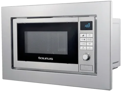 Microondas integrable Taurus Elbrus Potencia de cocción 700W Potencia Grill 900W Programable 20 L 9 Modalidades Inox
