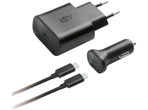 Kit cargador Isy ITS-7000 Para coche USB-C Negro