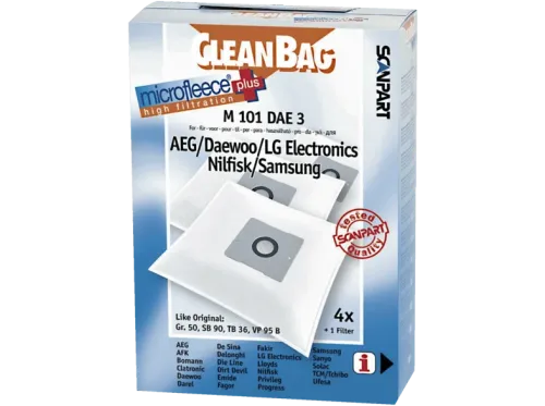 Bolsas de aspirador Scanpart M101 DAE 3 Compatible con aspiradores Daewoo Pack de 4 unidades