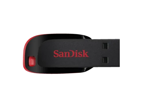 Pendrive de 64Gb Sandisk Cruzer Blade USB 2.0 ultracompacto color negro y rojo