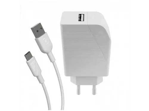 Cargador Muvit MCPAK0002 USB-A USB-C Carga rápida 12W 3A Blanco