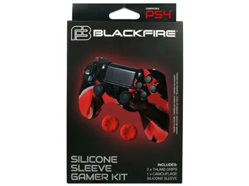 Accesorio PS4 Ardistel Blackfire Gamer Funda para mando PS4 + 2 Grips Rojo Azul
