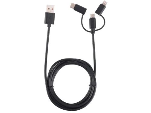 Cable De USB a Micro-USB Apple Lightning y USB Tipo C  ISY IUC-3100 1.6 m Negro