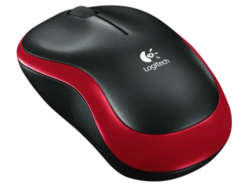 Ratón inalámbrico Logitech M185 nano receptor 2,4GHz color rojo y negro