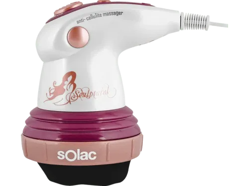 Masajeador Solac ME7712 Sculptural Anticelulítico 5 Cabezales,nuevo cabezal exfoliante Dry Blanco