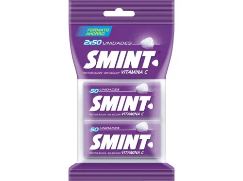 Caramelos Smint Twinpack Sabor Frutos Rojos Sin Gluten Sin Azúcar Vitamina C 2x50 unidades 70g