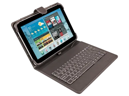 Funda con teclado para tablets de 9 a 10 pulgadas Silver HT 19160 microUSB negro función