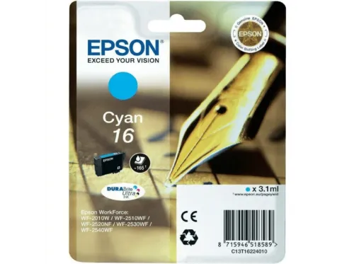 Cartucho de Tinta Epson 16 Cián para WorkForce WF-2010 WF-2510 WF-2520 WF-2530 WF-2540,