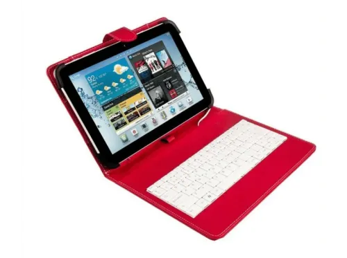 Funda con teclado para tablets de 9 a 10 pulgadas Silver HT 19161 microUSB rojo función soporte