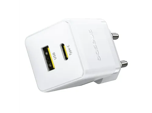 Cargador de pared Baseus PALM 20W Carga rápida Tamaño extrapequeño Carga simultánea Control inteligente de temperatura Universal Blanco Moon