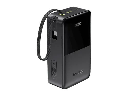 Powerbank Baseus EnerFill Bipow 2 Pro 30000mAh 22.5W Con cable retráctil Tipo-C Carga bidireccional y simultánea Pantalla inteligente Negro