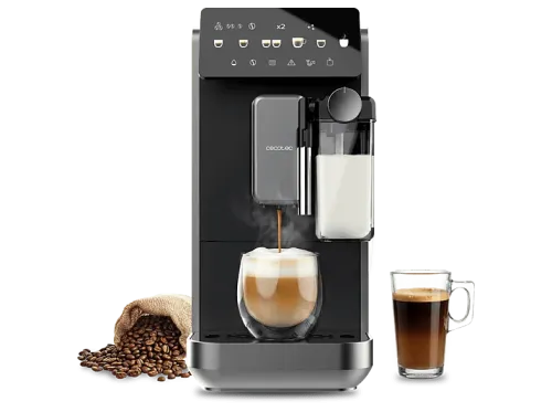 Cafetera superautomática Cecotec Cremmaet Lungo Latte Depósito de leche 19 bares 7 bebidas Molinillo Acero inoxidable depósito 2 L Negro