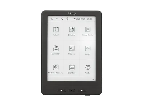 eBook PEAQ Paperlight 6" 4GB 1024x758 pixels 16 Niveles de Gris Incluye Funda Protectora Pantalla Retroiluminada Negro