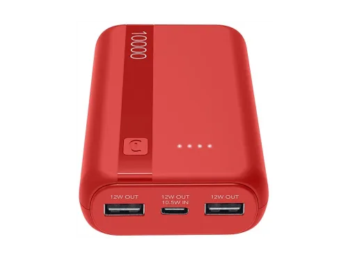 Powerbank CellularLine Essential 10000 mAh 12W 72 horas USB C USB A Rojo