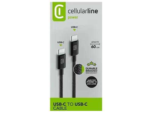Cable USB-C CellularLine 0.6 m USB C Universal Negro
