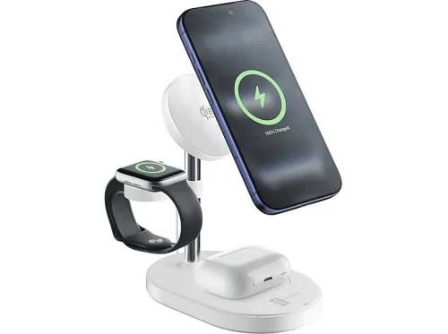 Adaptador CellularLine Mag Trio 3in1 Wireless Qi2.2 Estación de carga 25 W Universal Blanco