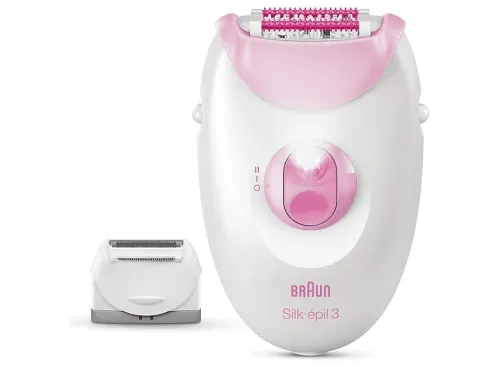 Depiladora Braun Silk·épil 3 3-031 Depiladora de arranque con cable Piel suave duradera Cabezal rasuradora Rosa