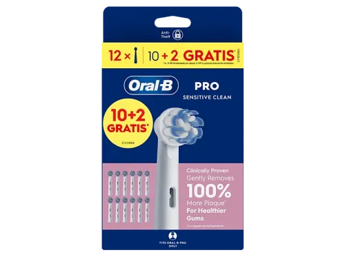 Recambio para cepillo dental Oral-B Pro Sensitive Clean Cabezales de recambio Dientes y encías sensibles Pack de 12 unidades Blanco