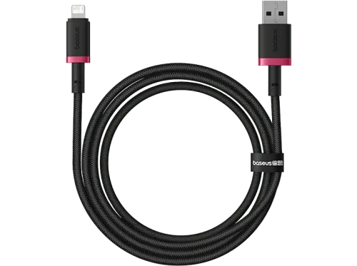 Cable USB Baseus Dura Lightning USB 100 cm 2.4A Carga rápida Rojo y Negro