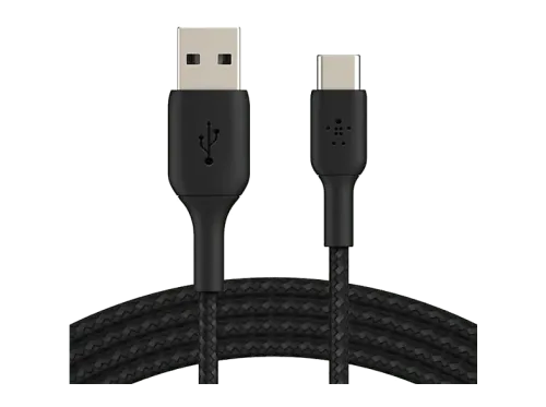 Cable USB Belkin Cable trenzado USB-C a USB-A 15 cm 15 W Compatibilidad Universal Negro