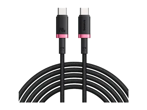 Cable USB Baseus Dura Tipo-C a Tipo-C 100 cm 240W Carga rápida Ultrarresitente Negro y Rojo