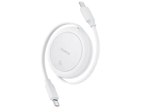Cable USB-C Baseus Free2Pull Retráctil Tipo C a Tipo C Cable de 100 cm Universal 60W Blanco Luna