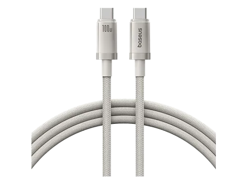Cable USB-C Baseus TITANIUM ALLOY Carga rápida Tipo C a Tipo C Alta resistencia 100 cm Universal 100 W Dorado Galaxy
