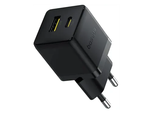 Cargador de pared Baseus PALM 20W USB y Tipo-C Kit con cable Tipo-C de 100 cm Universal Negro Cluster