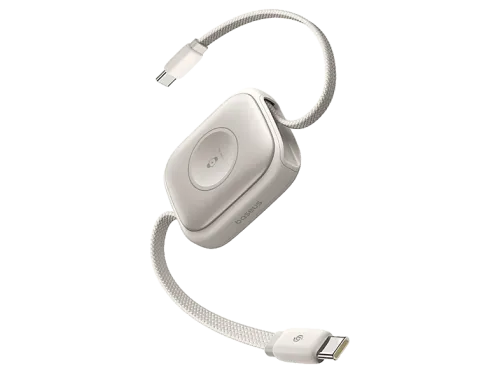 Cable USB-C Baseus All-in-One retráctil 90 cm Tipo C a Tipo C Universal Carga rápida 100W Carga SmartWatch 2.5W Blanco Starlight