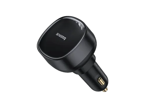 Cargador de móvil para coche Baseus Enjoyment Pro Universal 60W Con cable retráctil Tipo-C Carga rápida y simultánea Negro Cluster