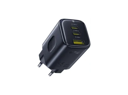 Cargador de pared Baseus PicoGo Carga rápida simultánea Tipo C y USB 67W Universal Negro