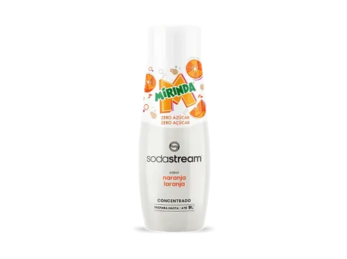 Concentrado para máquina gasificadora SodaStream Mirinda Zero 440ml Prepara hasta 9 litros de agua con gas saborizada Sabor naranja