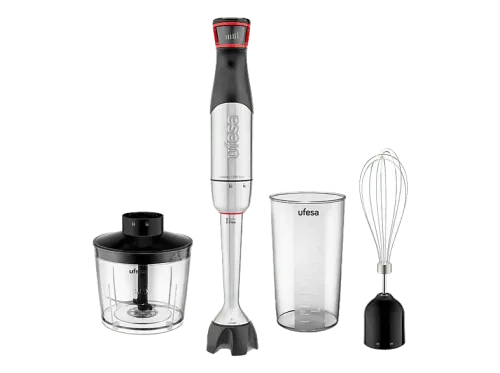 Batidora de mano Ufesa 1500 MAX 1500 W Función de velocidad TouchSpeed Tecnología BladeFlex 4 cuchillas Plata