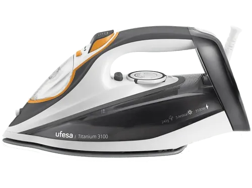 Plancha de vapor Ufesa Titanium 3100 Golpe de vapor 240 g/min 320 ml Sistema antical 3 en 1 3100W Naranja Blanco y Gris