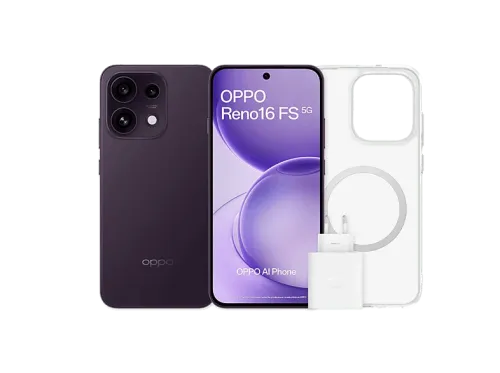 Móvil OPPO Bundle Reno16 FS Púrpura Negro 512 GB 8 GB RAM 6.57" AMOLED Mediatek Dimensity 7300 6500 mAh Incluye Funda y Cargador