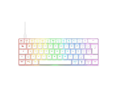 Teclado gaming ISY IGK-5100-WT-ES Mini RGB Mecánico Cable Teclas iluminadas Blanco