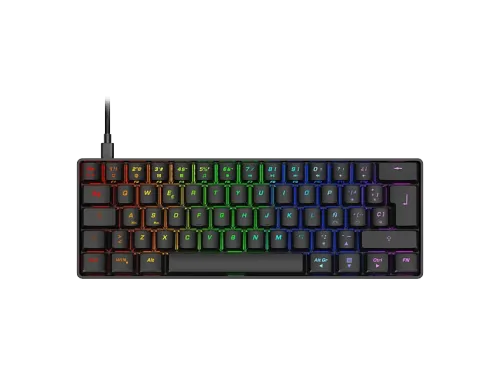 Teclado gaming ISY IGK-5100-WT-ES Mini RGB Mecánico Cable Teclas iluminadas Negro