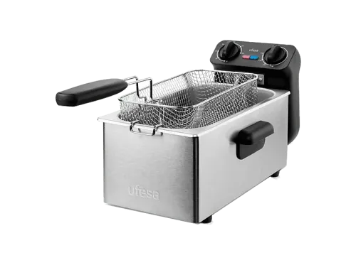 Freidora Ufesa Crusty Fry 3000 2000W 3L Termostato ajustable de 130 a 190°C Temporizador de hasta 60min  Inox/Negro