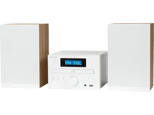 Microcadena Thomson MIC121BT 50W Bluetooth Ecualizador Lector de CD Blanco madera