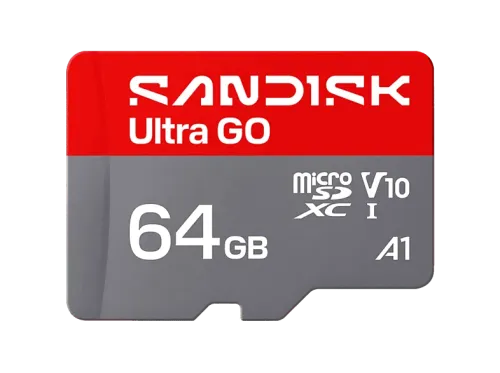 Tarjeta Micro SD SANDISK Ultra GO 64 GB Hasta 140 MB/s de lectura Vídeo en Full HD V10 U1 C10 A1 memoria NAND Gris
