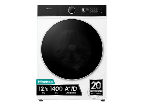 Lavadora secadora Hisense WD5I1245BWR 12/8 Kg iFIT Wi Fi Programa especial mascotas Blanco