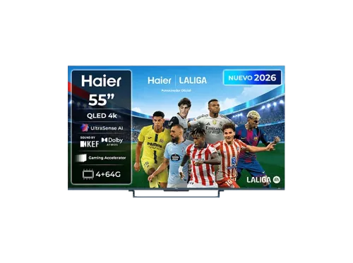 TV QLED 55" Haier S90 Series H55S90GUX QLED 4K HDR10+ Google TV Dolby Atmos Sonido KEF Gaming 144Hz Negro