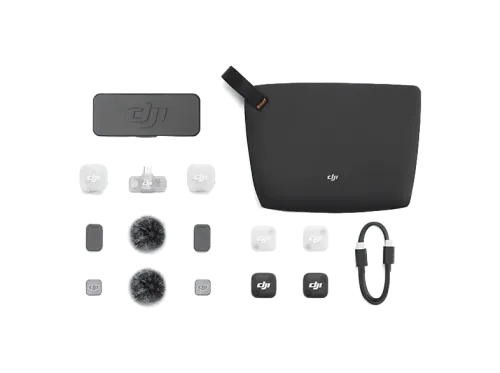 Micrófono DJI Mic Mini 2 (2TX + 1 Mobile RX + Estuche carga) Inalámbrico 48h Auton 3 Preajustes Tono de Voz  Cancelación Ruido 2 Niveles  Negro