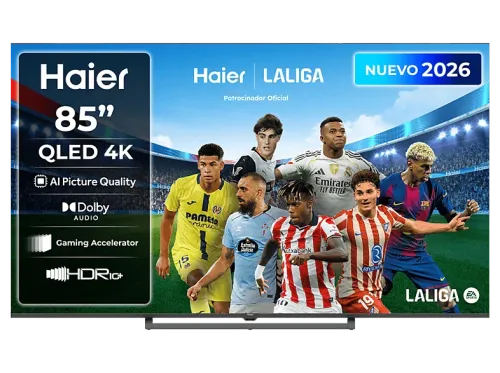 TV QLED 85" Haier S80G Series H85S80GUX QLED 4K HDR10+ Google TV AI Picture Quality Gaming 120Hz Negro