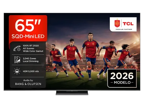 TV SQD-Mini LED 65" TCL 65C8L UHD 4K 5000 nits Google TV Dolby Vision & Atmos Audio by Bang & Olufsen 144Hz DVB-T2 Negro