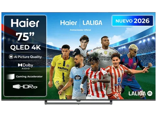 TV QLED 75" Haier S80G Series H75S80GUX QLED 4K HDR10+ Google TV AI Picture Quality Gaming 120Hz Negro